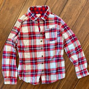Cat & Jack Boys Red, Navy, Green & White Plaid Long Sleeve Flannel size Large